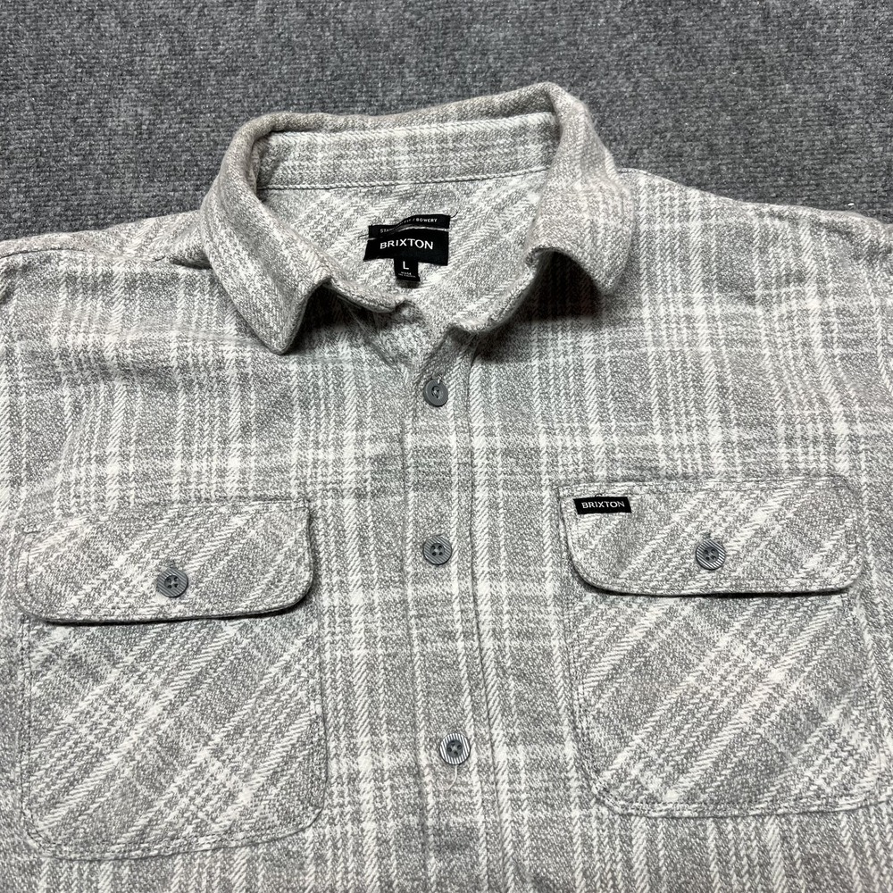 Brixton Shirt Mens Large Gray Plaid Flannel Long Sleeve Bowery Button Up Casual